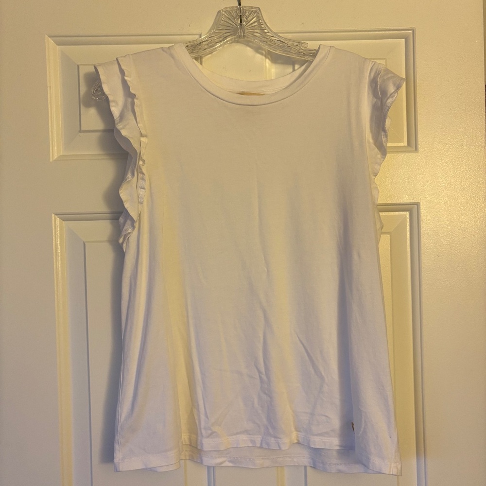 Michael Kors White Tank with Ruffle Sleeves
